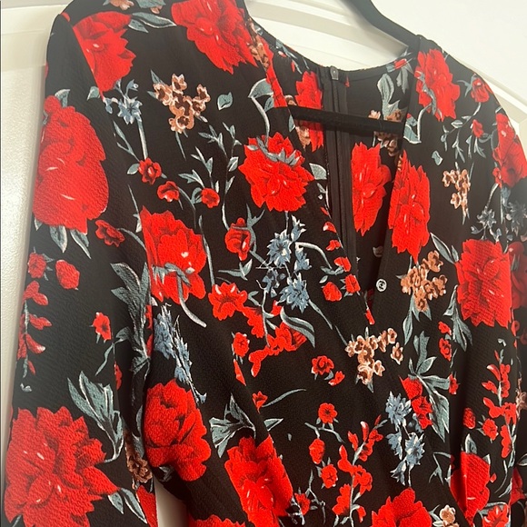 Amazon Black and Red Floral Jumpsuit with Long Sleeves - Picture 3 of 9